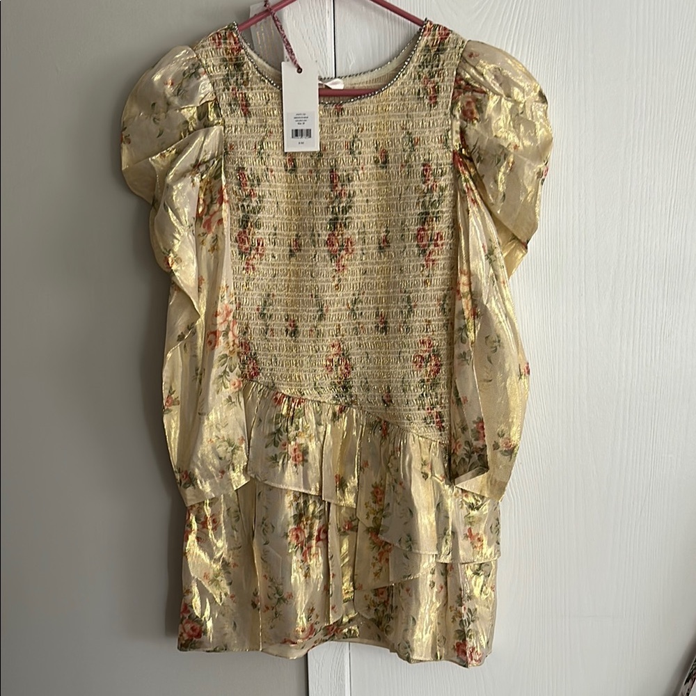 LoveShackFancy Golden Fog Mini Dress